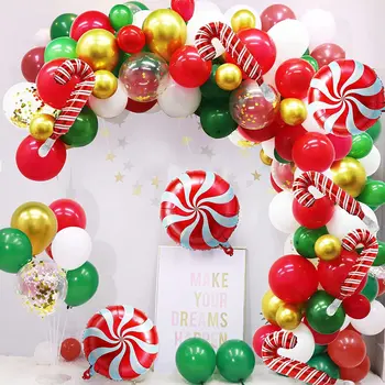 102pcs Red Green Gold Confetti, Baloane, Bomboane Ghirlanda Arc Kit pentru Vacanta de Craciun Copil de Dus Ziua de Crăciun Petrecere Decoratiuni