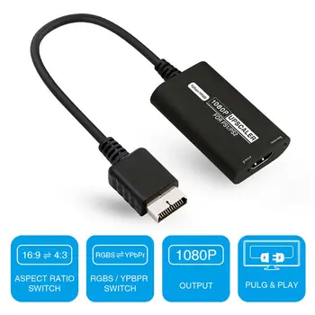 1 Set Converter 1080P RGBS/YPbPr la HDMI Suport 16:9/4:3 Comutare Plug and Play Latență Scăzută Video Switcher pentru PS1