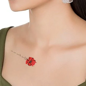 Engleză Alfabet Flori Rosii Impermeabil Tatuaj Temporar Autocolant Minimalist Flash Tatuaje Body Art Piept Fals Burta Tatuaj Femei