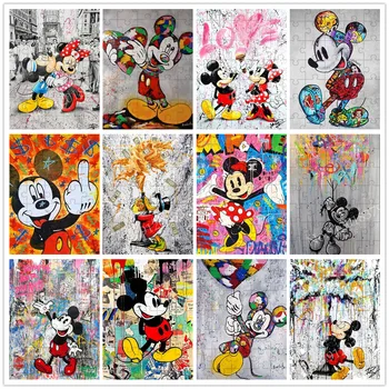 Disney Mickey Mouse Puzzle Copii Mini 35 De Piese De Arta Graffiti, Minnie, Donald Duck Puzzle Din Lemn Puzzle Jucarii Educative De Crăciun
