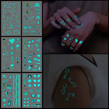 Luminos Tatuaje Temporare Curcubeu Drăguț Tatuaj Mic Autocolant pentru Încheietura mâinii Degetul Fals Tatuaj pentru Femei Tatuaj Temporar rezistent la apa