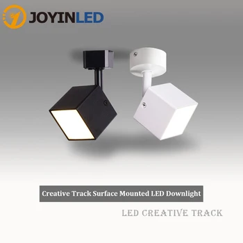 Creative Pătrat de Suprafață Montat Led Downlight Urmări Tip Alb-Negru Pătrat Personalitate Tavan corp de Iluminat cu LED 7W lumina Reflectoarelor Lămpi