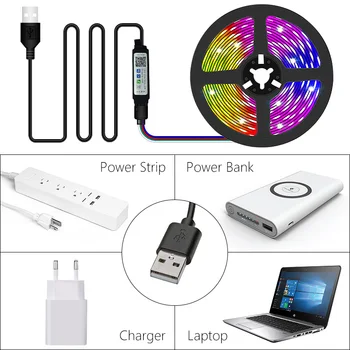 USB LED Strip Lumini Bluetooth RGB 5050 2835 5V RGB Lampă cu LED-uri Panglică Flexibil Lumina Pentru Decorarea Camerei TV Iluminare cu Diode Bandă