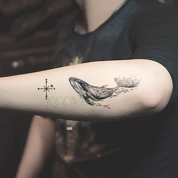 Impermeabil Tatuaj Temporar balena rechin, delfin pliere hârtie de artă tatuaj autocolante flash tatuaj tatuaje false pentru fata femeilor copil