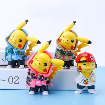 Pokemon Figura Kawaii Pikachu Stea Fierbinte Anime Haine de Moda Model de Trend Jucarii Papusa in Interiorul Masinii Ornamente pentru Copii Cadouri