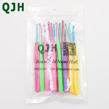 QJH Brand Culoare alumină croșete Set 12buc în Dimensiuni de 2,5 MM-5.0 MM Neted mâner de plastic cârlige Cele mai Bune Cadouri Pentru Mama Ei.