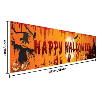 250x48cm Halloween Fericit Banner Dovleac Înfricoșător Teroare Sângeroase Mână Amprenta Curte Banner de Interior, în aer liber Agățat Decor