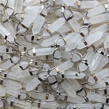 En-gros de 30 buc/lot de moda pendul naturale alb cristal pilon forma punctul de farmece pandantive pentru a face bijuterii transport gratuit