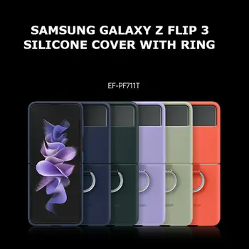 Original Oficial Samsung Galaxy Z Flip3 5G Caz de Silicon cu Inel de Moda Stil de Inel de Silicon Caz EF-PF711