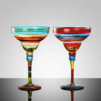 270ml Creative Margarita Pahare de Vin lucrate Manual, Colorate Cocktail Cupă de Sticlă Ceașcă fără Plumb Bar Acasa Petrecerea de Nunta Drinkware