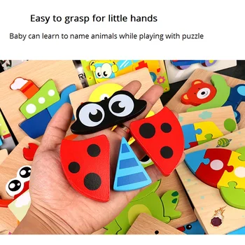 Puzzle din lemn Puzzle Baby Puzzle-uri de Animale pentru Copii mici 1 2 3 Ani Copii de Învățare Timpurie, de Învățământ Montessori Jucării, Cadouri pentru copii