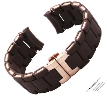 Selectate Cauciuc de Calitate WrappedSteel Watchband Bărbați Femei Potrivit Pentru AR5889/5890/5905 / 5920 Moale rezistent la apa Bratara 23 mm