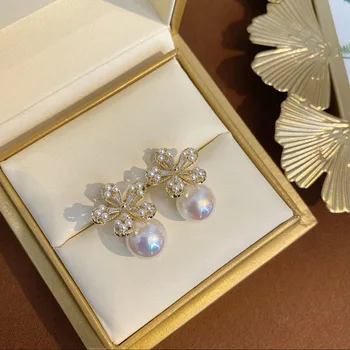 2022 Nou Stil Stras Pearl Cercei Floare Versiunea Coreeană Retro Personalitate Cercei Moda Bijuterii De Nunta Cadouri De Ziua De Nastere