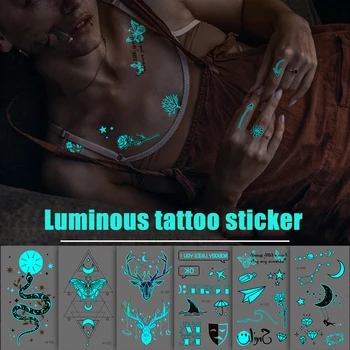 Luminos autocolant tatuaj pentru fete pentru copii decorare a corpului de apă de transfer folii luna steaua șarpe munte fluture tatuaj fals RA093
