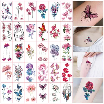 30buc/set Tatuaje Temporare Autocolante pentru Femei Butterfly Dream Catcher Flori Tatuaj Fals rezistent la apa Tatouage Temporaire Femme