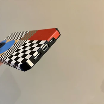 Despicare tablă de șah Telefon Moale Caz pentru Iphone 11 Pro Max X XR XS 7 8 Plus SE 2020 12 13 Pro Max Drăguț din Piele Acoperi