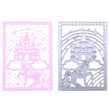 YINISE Tăiere a Metalelor, Matrițe, Pentru Scrapbooking Șabloane Castelul Unicorn DIY HÂRTIE Album Carduri de LUARE de Relief Folder Muri TĂIATE Bucăți
