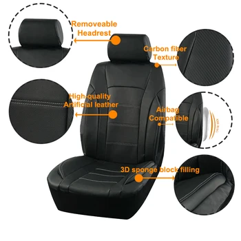 Negru Universal Huse Auto din Piele Despicare Fibra de Carbon, Accesorii Auto Interior Seat Protector Perna de lux