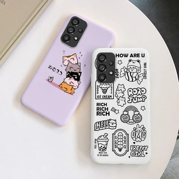 Desene animate drăguț Pisica Funda Caz Pentru Samsung Galaxy A53 A33 A73 Telefon Coperta Moale TPU Capa Bara de Animale Mat Coque Pentru Samsung A53
