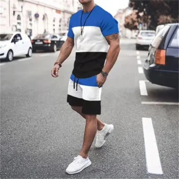 Vara Barbati Maneca Scurta Camasi Supradimensionate Bărbați pantaloni Scurți 2 Seturi de Piese de Imprimare de Top Culoare Solidă Trening Haine Casual Tricou ti se Potriveste