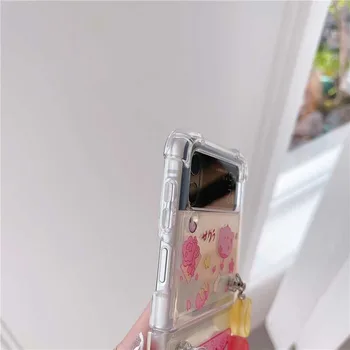 Kirby cu Brățară Curcubeu Caz de Telefon Pentru Samsung Galaxy Z Flip 3 PC Greu Capacul ZFlip3 Flip3 Coajă de Protecție