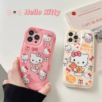 Hello Kittys Caz de Telefon Kawaii Desene animate pentru Iphone 12 13 11 Pro Max Xr X Xs Max All-Inclusive Pernă de Aer Anti-Drop