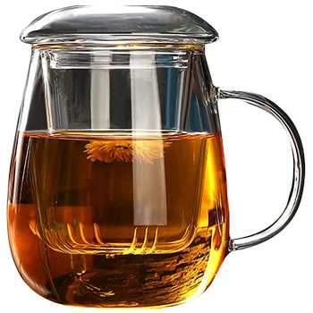 Cana de ceai cu Capac Filtru de Cafea,Cesti Ceai, Set de Căni de Bere Bea Cana de Birou Transparent Drinkware Cupa de Sticla Stil Chinezesc