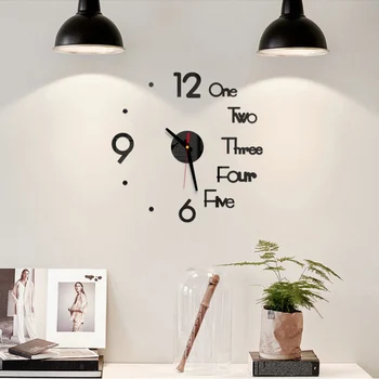 Oglindă 3D Ceas de Perete Design Modern, Creativ Acrilice Cuarț Ceasuri de Perete Autocolante Cameră Decor Acasă DIY Ceas Digital