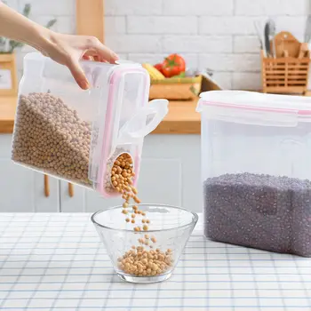 1 buc 4l Cereale Recipiente de Plastic de Cereale de Orez Distribuitor de produse Alimentare Cutie de Făină de Depozitare Borcane închise Ermetic Hrana Uscata Bucătărie Vrac, Cutii Sigilate