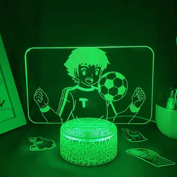3D Led Anime Capitanul Tsubasa Figura Neon Lumina de Noapte Otaku Cadou de Crăciun Pentru Prieteni Lampă de Lavă Decor Dormitor pentru Fanii de Fotbal Copii Cadou