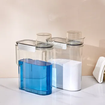 Etanș Detergent Pulbere Cutie de Depozitare Clar detergent Recipient cu Capac și Mâner Multifuncțional din Plastic Cereale Borcan