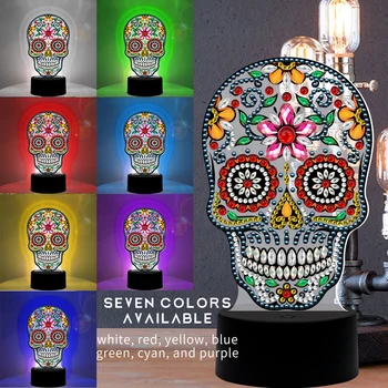 Noua Lampa DIY LED Diamond Pictura Lumina de Noapte Flori de Craniu Formă Specială de Diamant Broderie Cusatura Cruce Decor Acasă