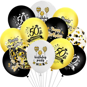 18 30 40 50 60 de Ani Ziua de nastere Decoratiuni de Partid Adult Negru Coroana de Aur Număr de Baloane Confetti Baloane 50-a Aniversare