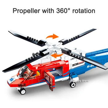 402Pcs Sluban Oraș Serie de Seturi de Aeronave de Salvare Elicopter Model Blocuri de BRICOLAJ, Jucarii Pentru Copii Băieți Cadouri de Craciun 2022 Noi