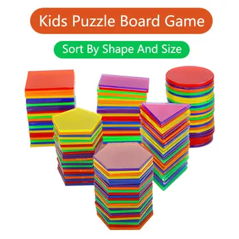 Translucid Geometrice Montessori Puzzle Educativ pentru Copii de Învățare Curcubeu Blocuri DIY Joc de Gândire pentru Copil Pentru Copii Senzoriale Jucărie