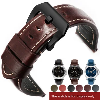 Hand-Made Din Piele Watchband Negru Albastru Inchis Cu Pin Cataramă De Curea Potrivit Pentru Panerai Diesel Ceas Mido Accesorii