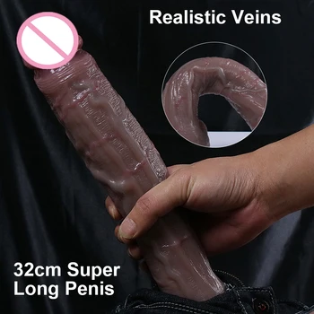 Super Lung Realist Vibrator Moale Mare Penis Din Silicon Nici Vibratoare Lesbiene Femeia Patrunde Barbatul Vaginul Anal Sting Jucarii Sexuale Pentru Femei Maturbators