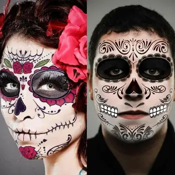 Halloween Impermeabil Tatuaj Temporar Autocolante Machiaj Facial Facial Special Moartea Craniu Corpul Dress Up Pentru Halloween