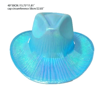 Noutatea Luminoase de Culoare Pălărie Cowgirl cu Sclipici Holografic Lumina-Up Roz