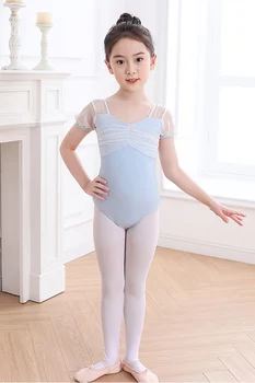 Balet-Dans Tricou Copii, Albastru Deschis Practică Balet Dans Purta Fete Grațioasă Lebădă Dans, Gimnastica, Dans Tricouri