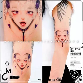 Desene Animate Japoneze Fata Loli Rezistent La Apa Temporar Tatuaj Fals Autocolante Dragoste Drăguț Artă Tatouage Temporaire Femme Tatuaj Sexy Anime