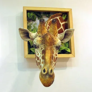 1buc 3D Montat pe Perete Girafa Sculptura 1 buc Girafa Capetele Agățat de Perete Decoratiuni de Perete de Arta Viață-ca Animal Statuie Ornamente