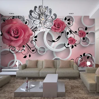 Fotografie Tapet 3D Stereo Relief Cercul de Flori Moderne, Simple Murală Sala de Mese Camera de zi Canapea Fondul TV de Perete Papel De Parede
