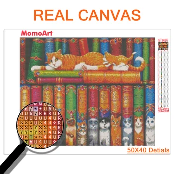 MomoArt Diamant Pictura Cat Cruciulițe Diamant Broderie Cartea Animale Mozaic Manual Imaginea De Pietre Art Decor Acasă