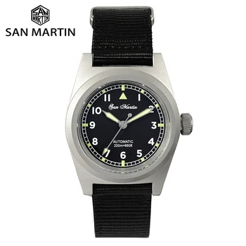 San Martin bărbați ceas Pilot Militar de Epocă 38mm YN55 Barbati Automată Ceasuri Mecanice C3 Luminos 20Bar Impermeabil Ceasuri