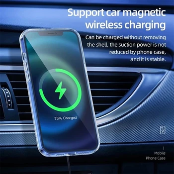 Magsafe Transparent Caz Pentru iphone 12 11 13 Pro Magnetic Magnet Capac Spate Apple 8 7 Plus XR XS Max X Încărcare Wireless Cazuri