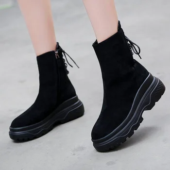 Piele de căprioară Cizme pentru Femei 2021 Noi de Iarnă Pantofi pentru Femeie Cizme de Zapada cu Fermoar incalzi Femei Glezna Cizme Platforma Botas De Mujer