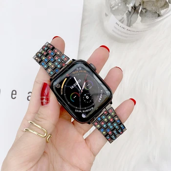 Metal Diamant curea pentru Apple watch Ultra 49mm 8 7 41mm 45mm metal de culoare pentru iwatch 6 5 4 3 SE 44mm 42mm 40mm curea de Lux