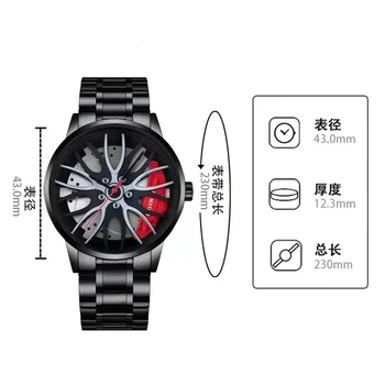 Tendință de moda Non-Mecanice Bărbați Ceas pentru Racing Wheel Hub Impermeabil Creative Sport Ceas de Mână de sex Masculin Roșu de Cuarț Ceas de mână