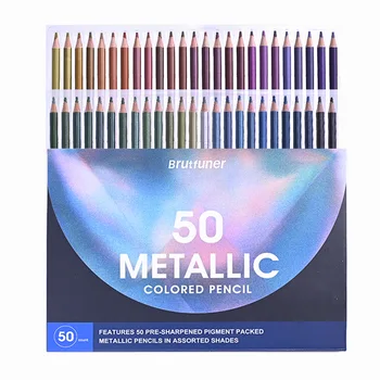 Brutfuner Metalice Creioane Colorate 12/50 Culori Desen Creion Colorat Lemn Moale Creion Pentru Artist Schiță De Colorat De Artă